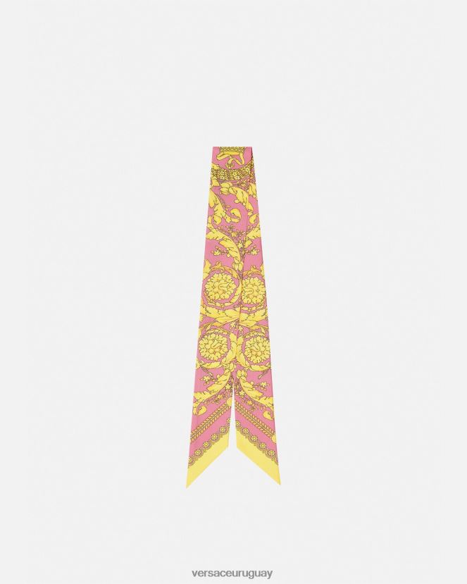 Versace corbata tipo pañuelo de seda barroco mujer rosa accesorios H88R0H888