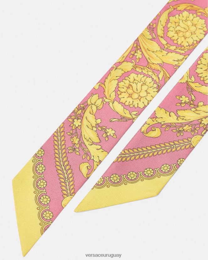 Versace corbata tipo pañuelo de seda barroco mujer rosa accesorios H88R0H888