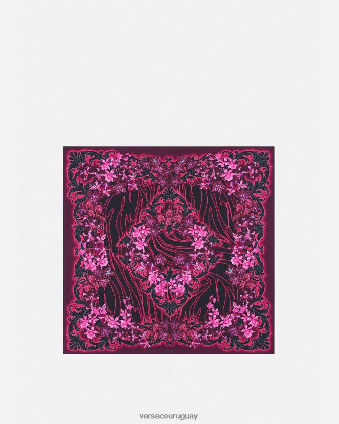 Versace fular de seda barroco orquídea mujer fucsia y estampado accesorios H88R0H920