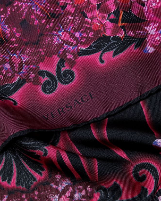 Versace fular de seda barroco orquídea mujer fucsia y estampado accesorios H88R0H920