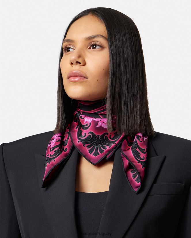Versace fular de seda barroco orquídea mujer fucsia y estampado accesorios H88R0H920