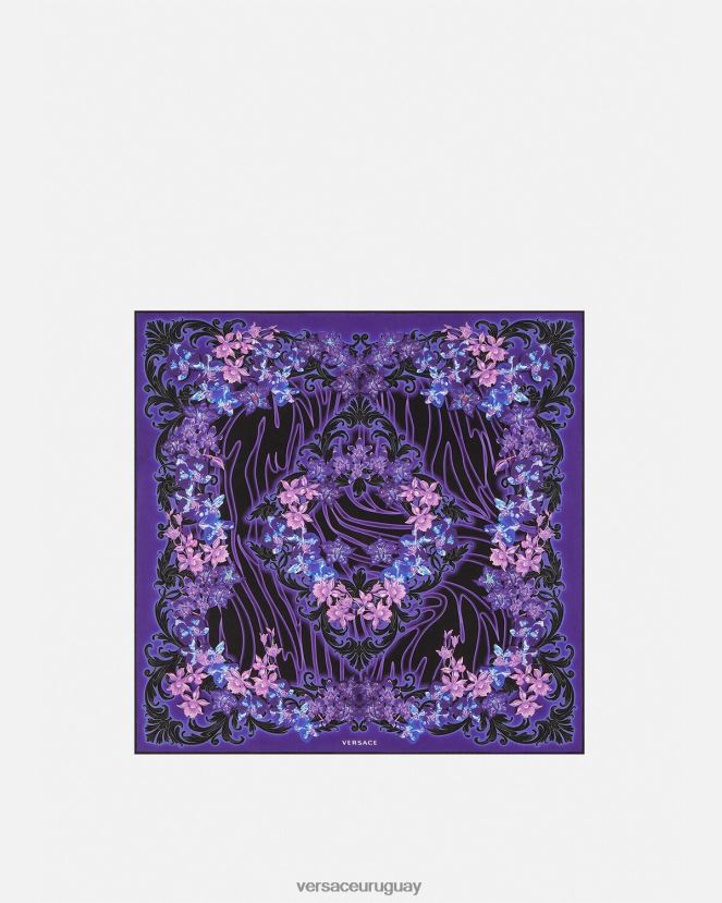 Versace fular de seda barroco orquídea mujer violeta y estampado accesorios H88R0H921