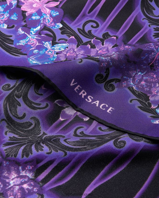 Versace fular de seda barroco orquídea mujer violeta y estampado accesorios H88R0H921