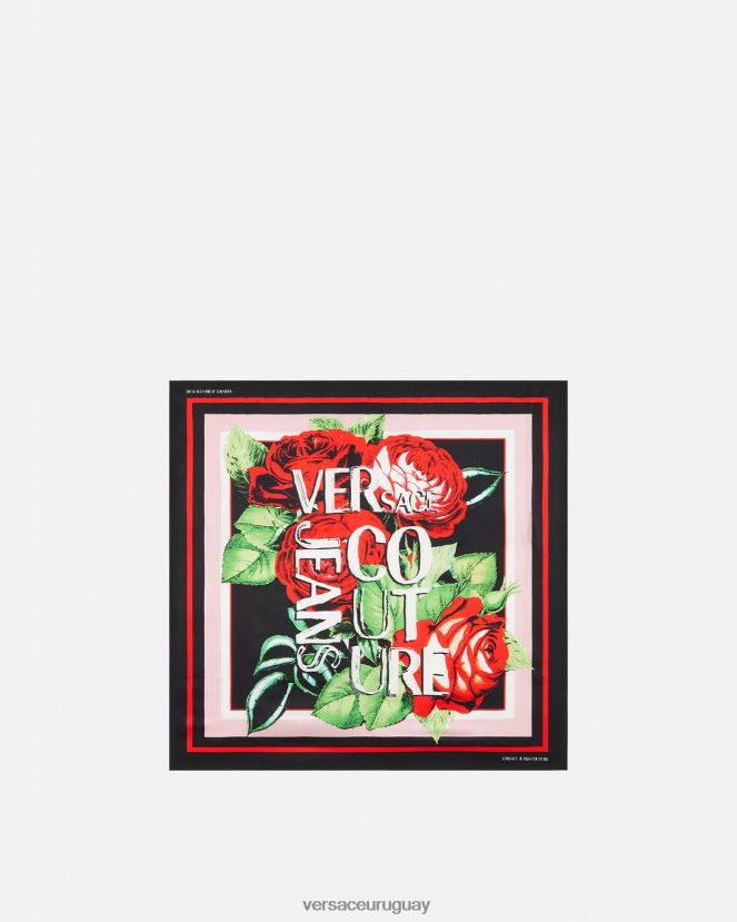 Versace fular de seda con logo y rosas mujer multicolor accesorios H88R0H2357