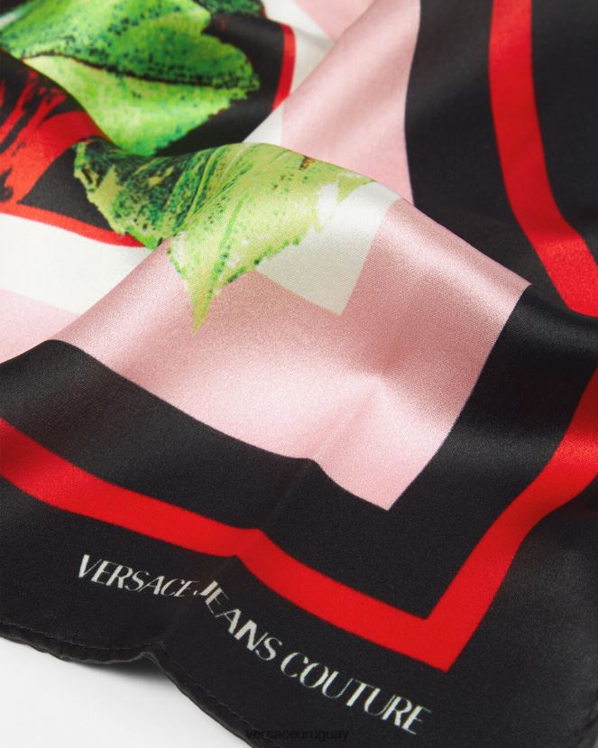 Versace fular de seda con logo y rosas mujer multicolor accesorios H88R0H2357