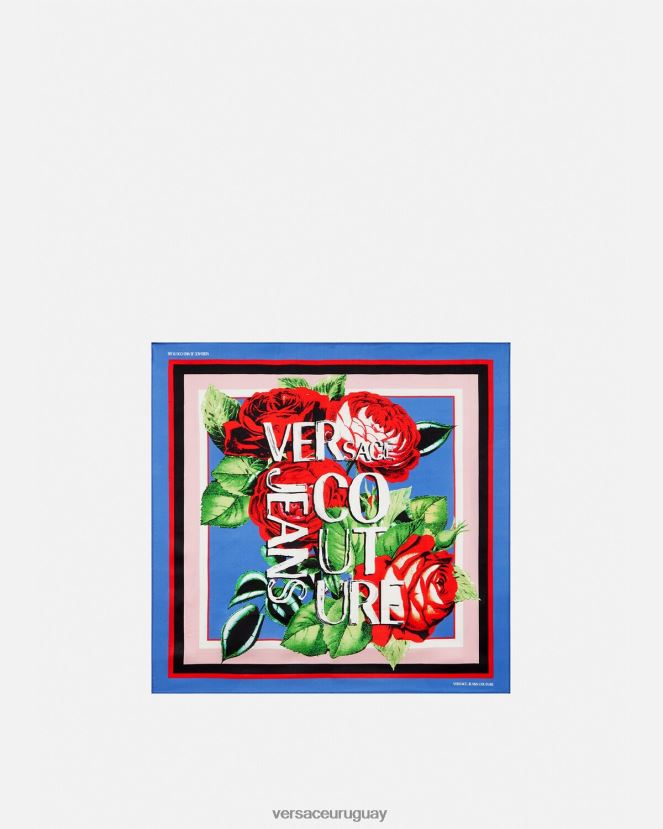Versace fular de seda con logo y rosas mujer multicolor accesorios H88R0H2358