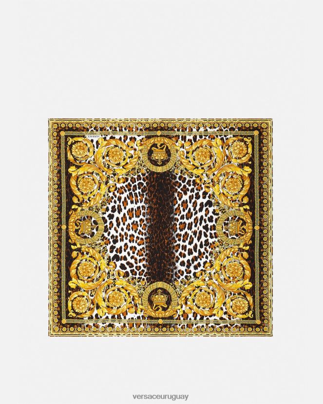 Versace fular de seda grande con diseño barroco salvaje mujer oro accesorios H88R0H917