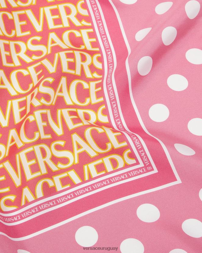 Versace fular de seda integral mujer rosa y blanco accesorios H88R0H885