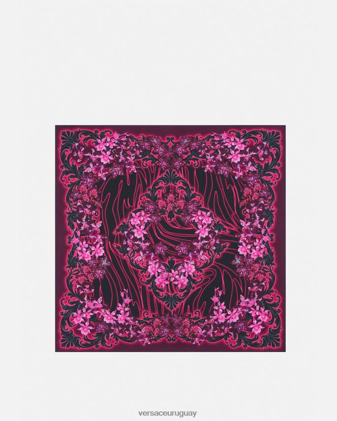 Versace fular grande de seda barroco orquídea mujer fucsia y estampado accesorios H88R0H918
