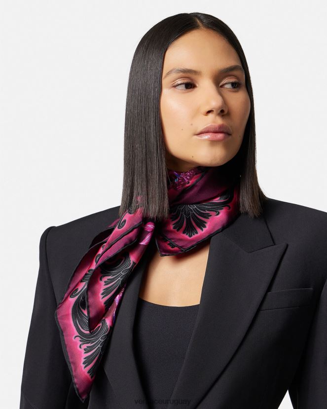 Versace fular grande de seda barroco orquídea mujer fucsia y estampado accesorios H88R0H918