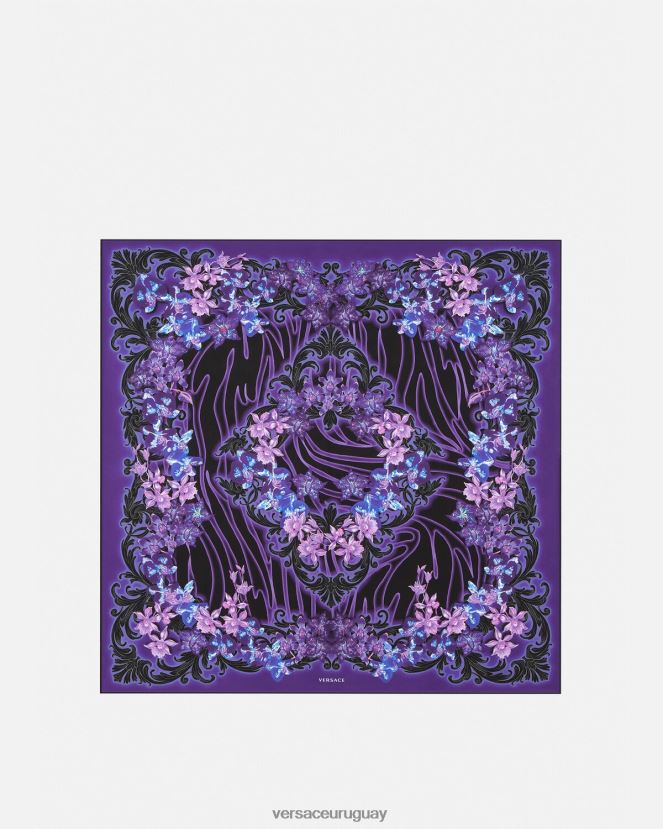 Versace fular grande de seda barroco orquídea mujer violeta y estampado accesorios H88R0H919