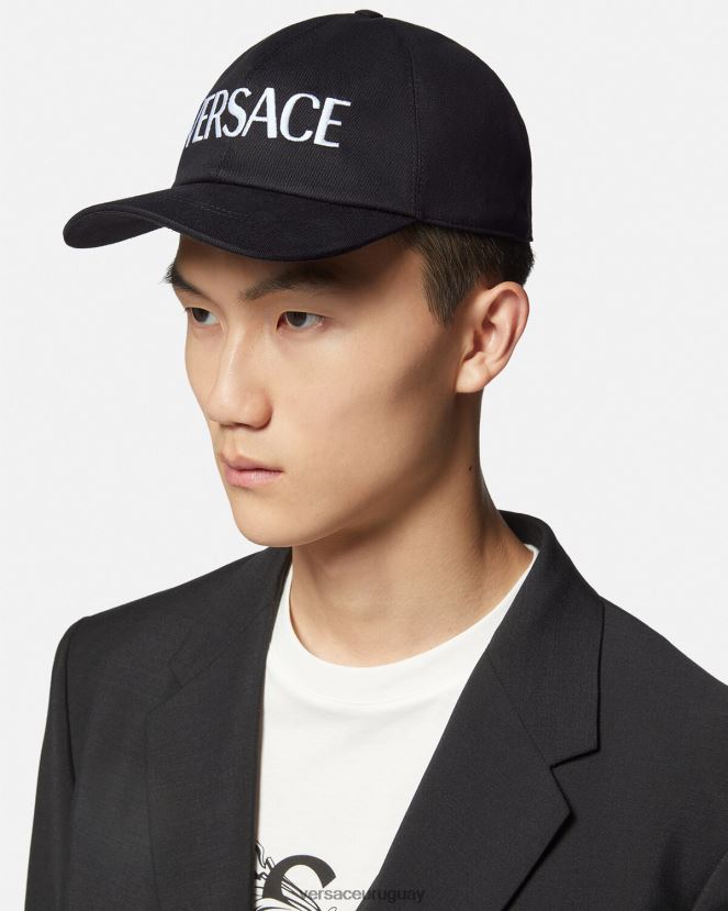 Versace gorra con logo bordado mujer negro accesorios H88R0H879