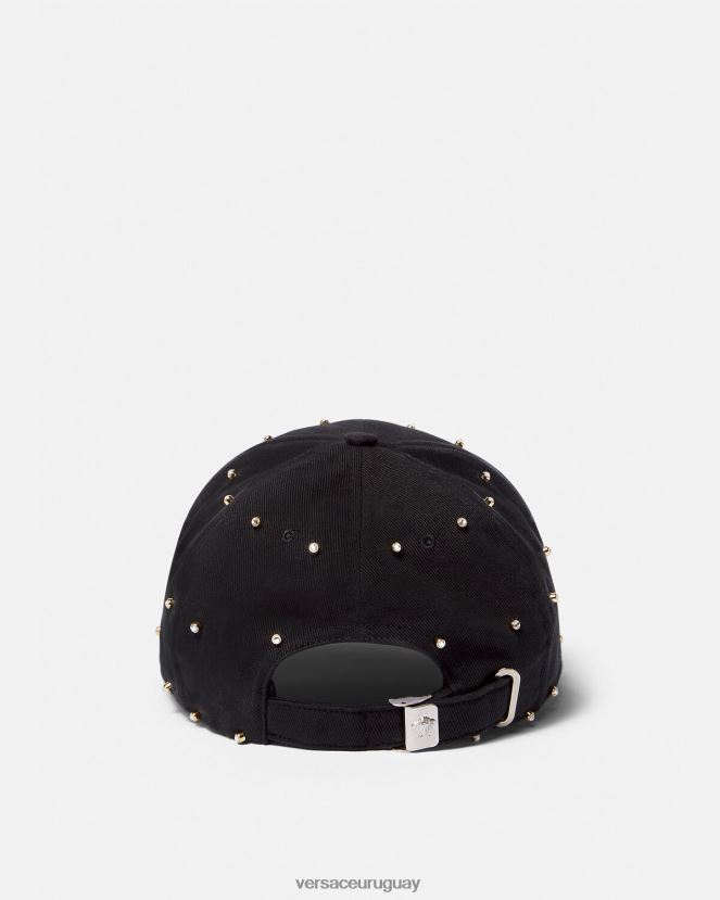 Versace gorra de béisbol con rejilla de cristal barroco mujer negro accesorios H88R0H908