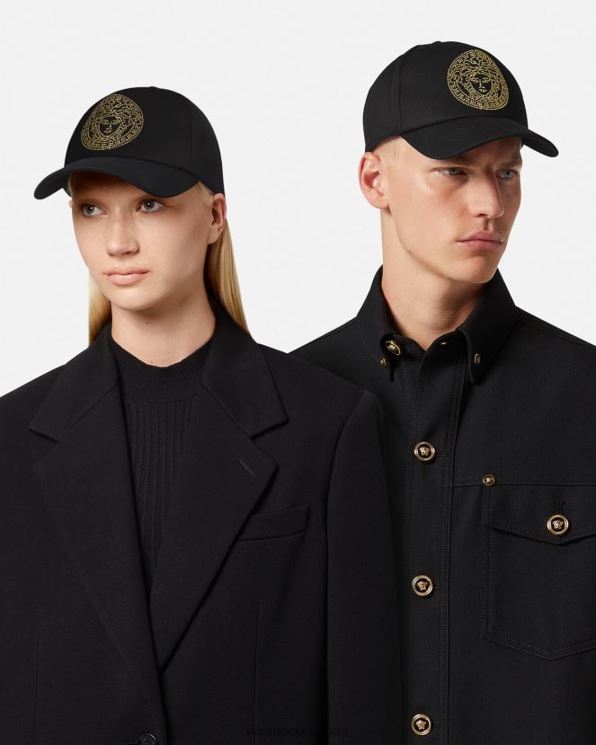 Versace gorra de béisbol con tachuelas y Medusa mujer negro accesorios H88R0H881