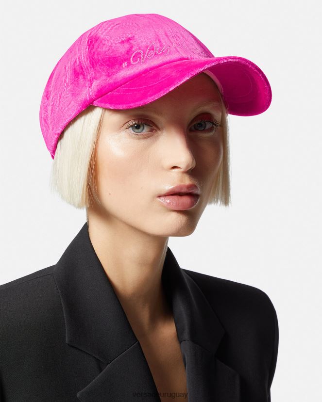Versace gorra de béisbol de terciopelo mujer fucsia accesorios H88R0H912