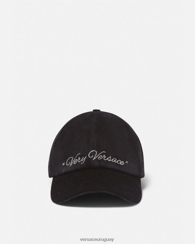 Versace gorra de béisbol de terciopelo mujer negro accesorios H88R0H911
