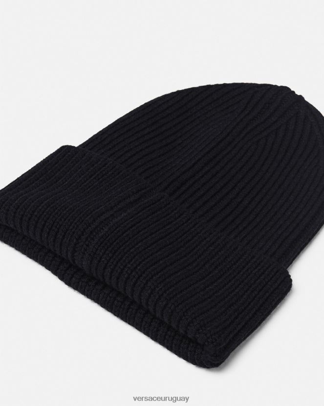 Versace gorro de canalé con imperdible mujer negro accesorios H88R0H882