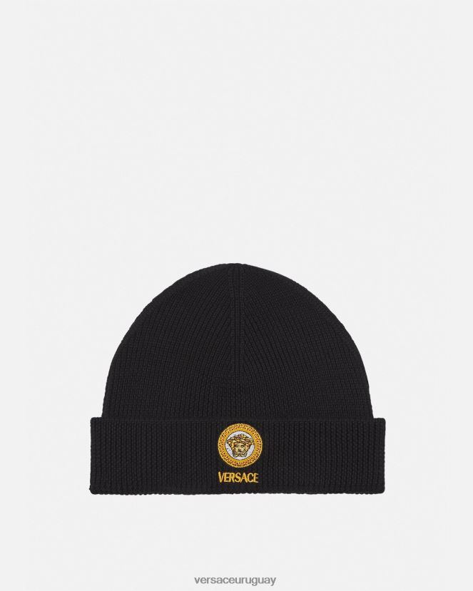 Versace gorro de punto con logo de Medusa mujer negro accesorios H88R0H907