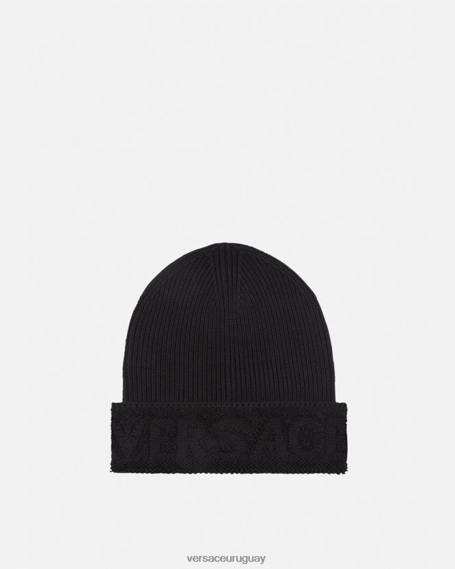 Versace gorro de punto con logo mujer negro accesorios H88R0H906