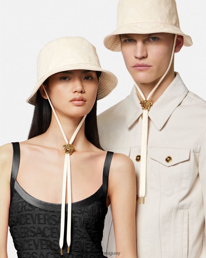 Versace sombrero de pescador con silueta barroca mujer beige accesorios H88R0H870