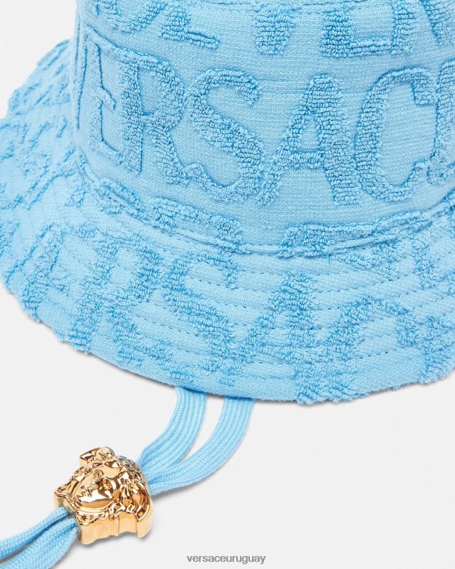 Versace sombrero tipo pescador de toalla mujer azul claro accesorios H88R0H858
