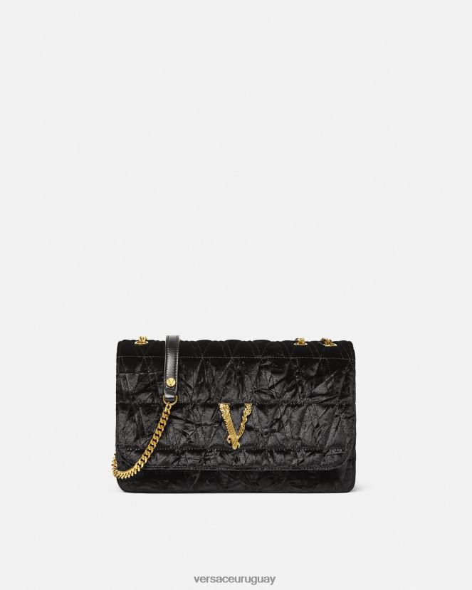 Versace bolso de hombro virtus de terciopelo mujer negro bolsas H88R0H373