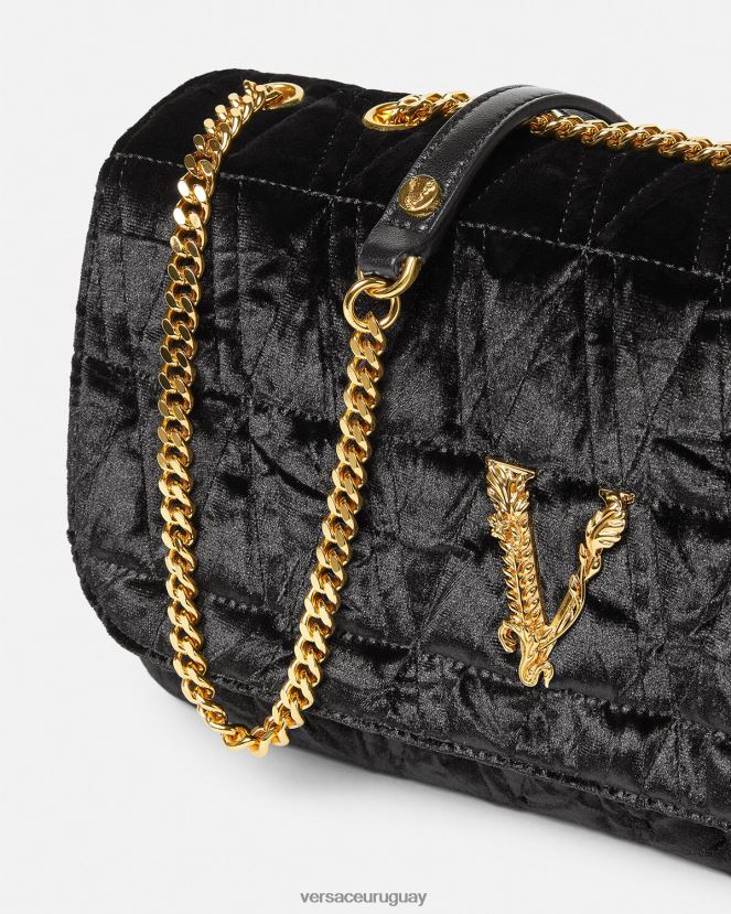 Versace bolso de hombro virtus de terciopelo mujer negro bolsas H88R0H373