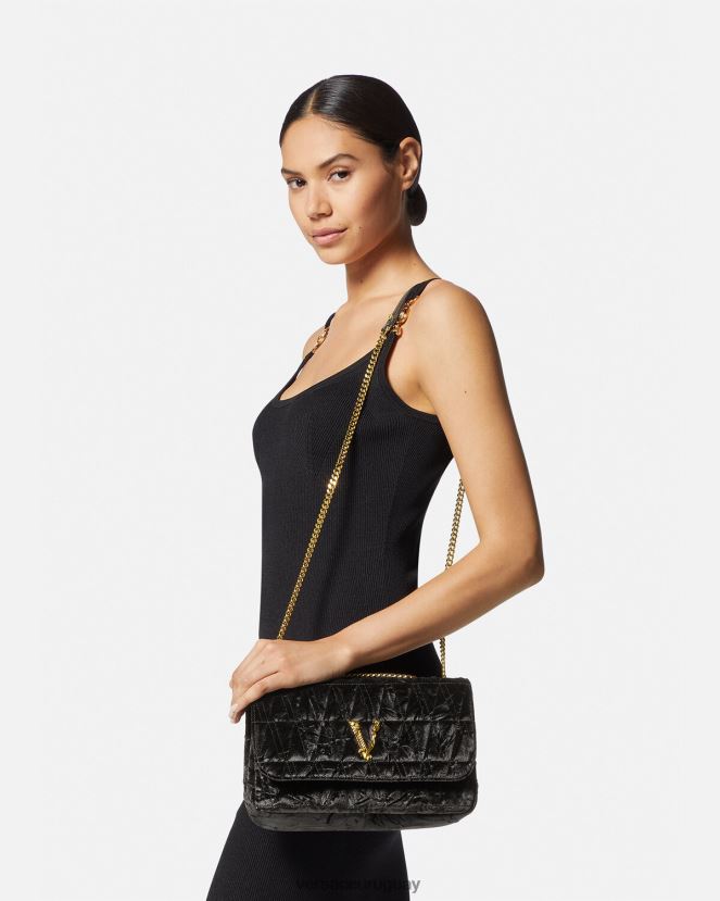 Versace bolso de hombro virtus de terciopelo mujer negro bolsas H88R0H373