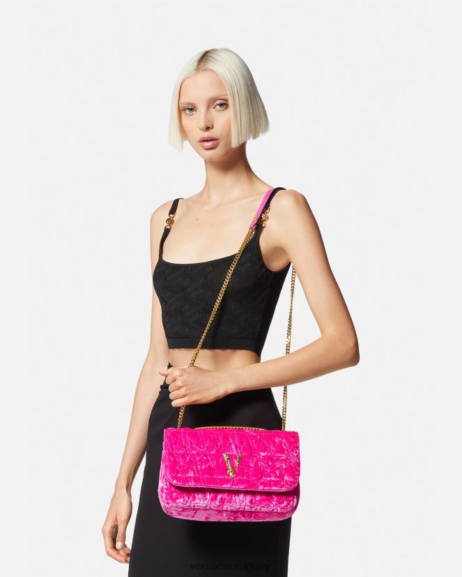 Versace bolso de hombro virtus de terciopelo mujer rosa bolsas H88R0H376