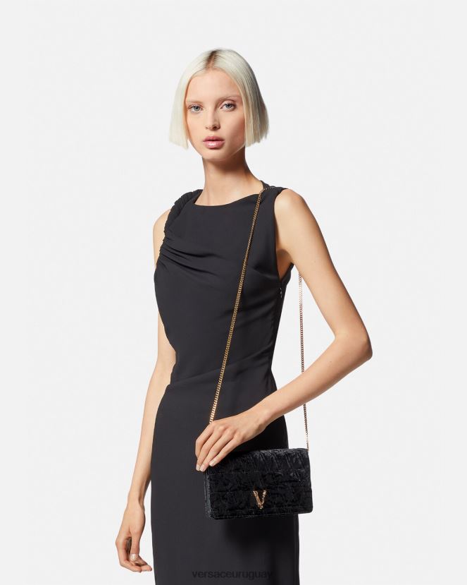 Versace bolso de mano virtus de terciopelo mujer negro bolsas H88R0H378