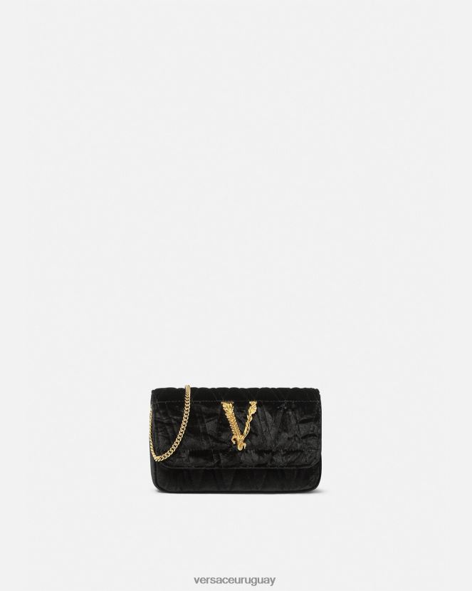 Versace bolso mini virtus de terciopelo mujer negro bolsas H88R0H377