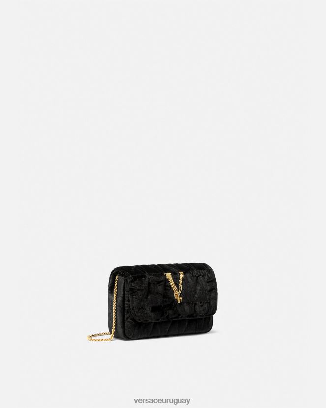 Versace bolso mini virtus de terciopelo mujer negro bolsas H88R0H377