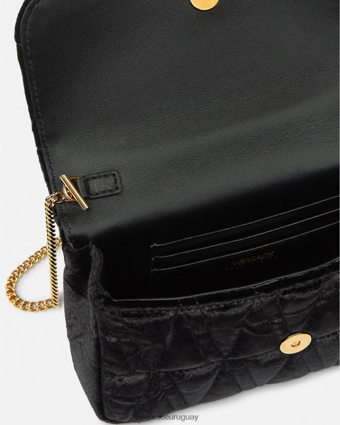 Versace bolso mini virtus de terciopelo mujer negro bolsas H88R0H377