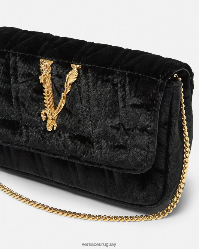 Versace bolso mini virtus de terciopelo mujer negro bolsas H88R0H377