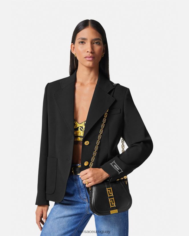 Versace bolso de hombro pequeño con Greca Diosa mujer negro bolsas H88R0H260