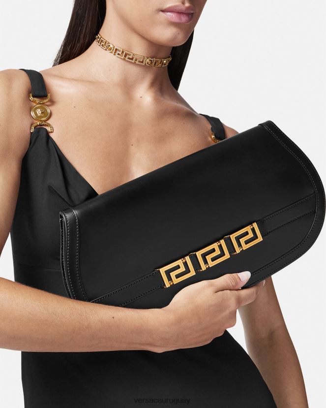 Versace bolso de mano con greca diosa mujer negro bolsas H88R0H261