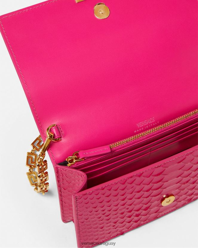 Versace bolso mini con greca diosa de pitón mujer rosa bolsas H88R0H258