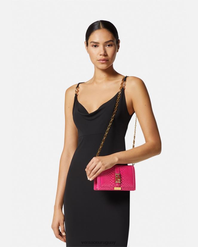 Versace bolso mini con greca diosa de pitón mujer rosa bolsas H88R0H258