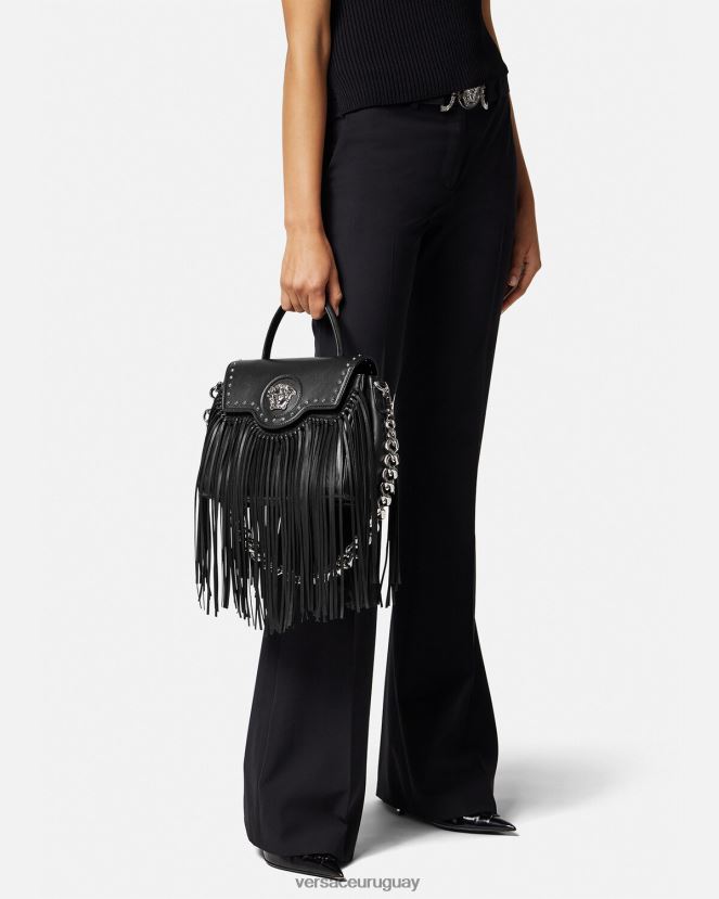 Versace bolso de mano con flecos la medusa mujer negro bolsas H88R0H363