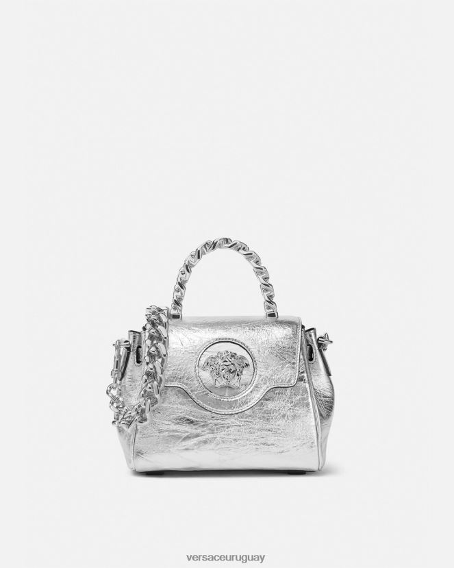 Versace bolso de mano la medusa metalizado pequeño mujer gris bolsas H88R0H305