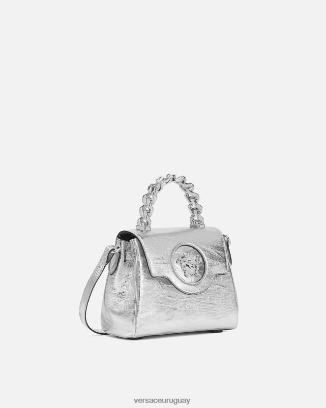 Versace bolso de mano la medusa metalizado pequeño mujer gris bolsas H88R0H305