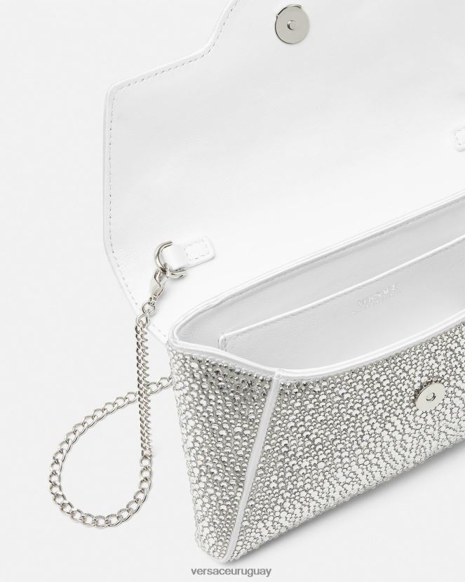 Versace bolso de mano tipo sobre con medusa y cristales mujer blanco bolsas H88R0H347