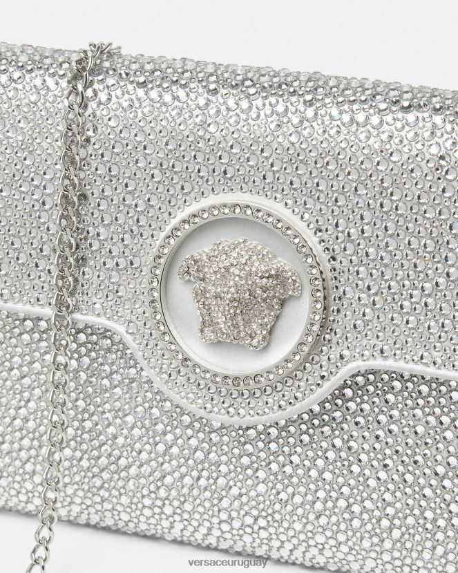Versace bolso de mano tipo sobre con medusa y cristales mujer blanco bolsas H88R0H347