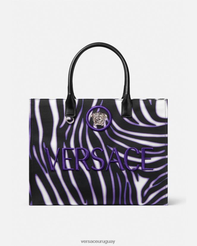 Versace bolso shopper grande con estampado de cebra mujer estampado y violeta bolsas H88R0H349