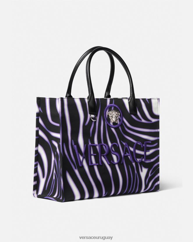 Versace bolso shopper grande con estampado de cebra mujer estampado y violeta bolsas H88R0H349