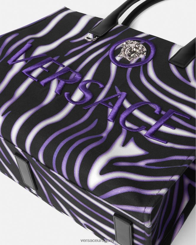 Versace bolso shopper grande con estampado de cebra mujer estampado y violeta bolsas H88R0H349