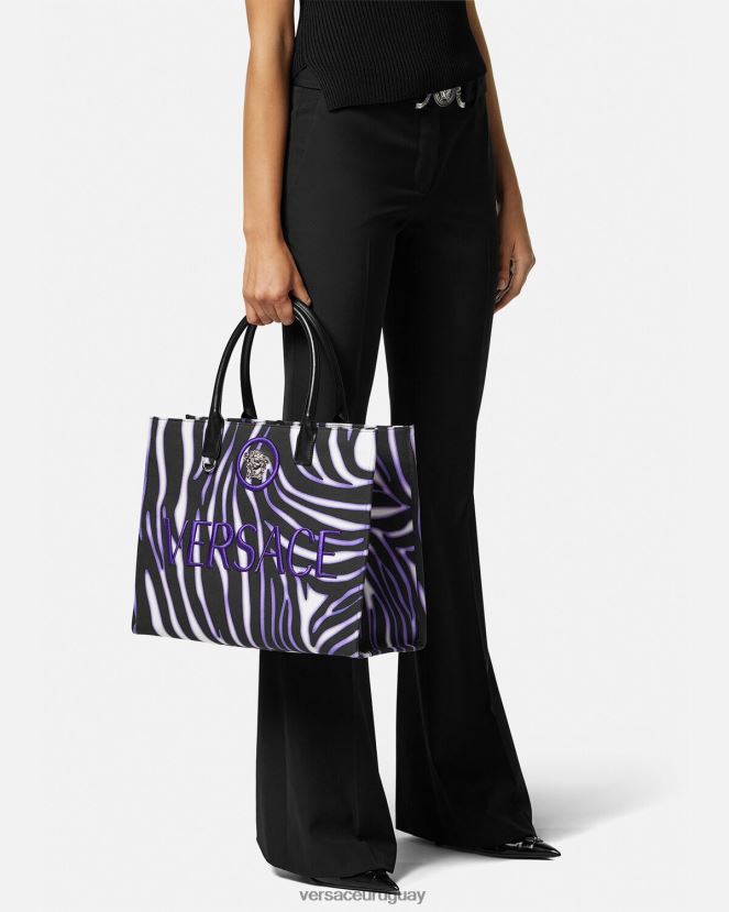 Versace bolso shopper grande con estampado de cebra mujer estampado y violeta bolsas H88R0H349