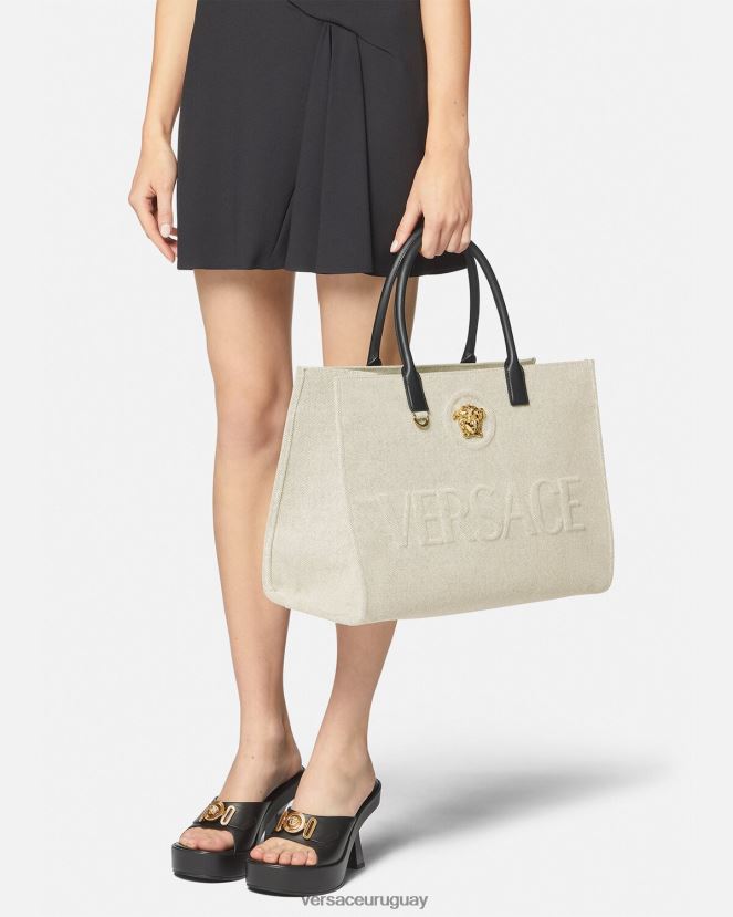 Versace bolso shopper grande con medusa mujer beige bolsas H88R0H340