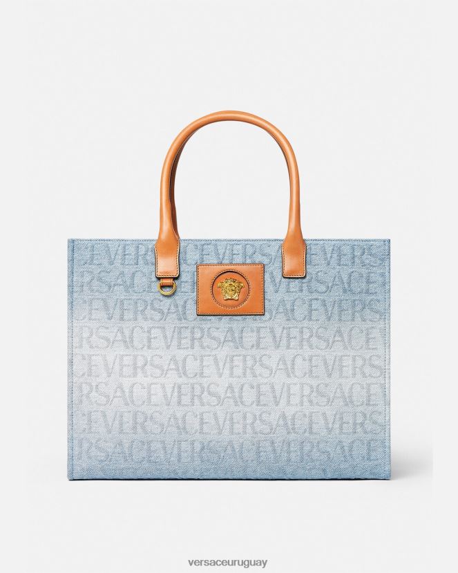 Versace bolso tote grande de mezclilla mujer azul claro bolsas H88R0H324