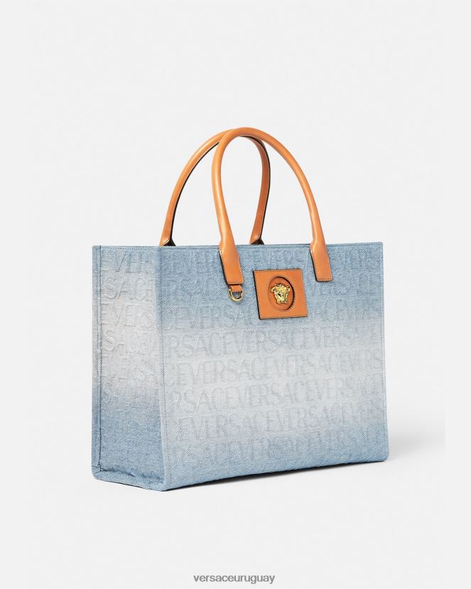 Versace bolso tote grande de mezclilla mujer azul claro bolsas H88R0H324